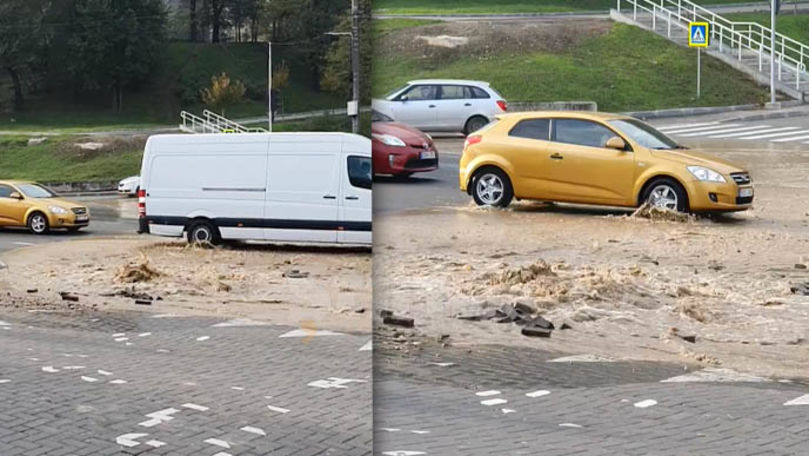 Havuz pe Albișoara: Bucăți de asfalt și trotuar surpat. Ce spune Ceban