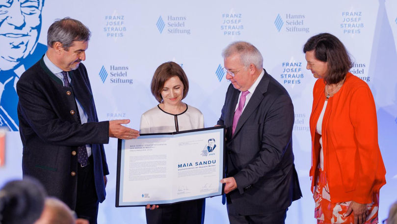 Maia Sandu, premiată în Germania pentru consolidarea democrației