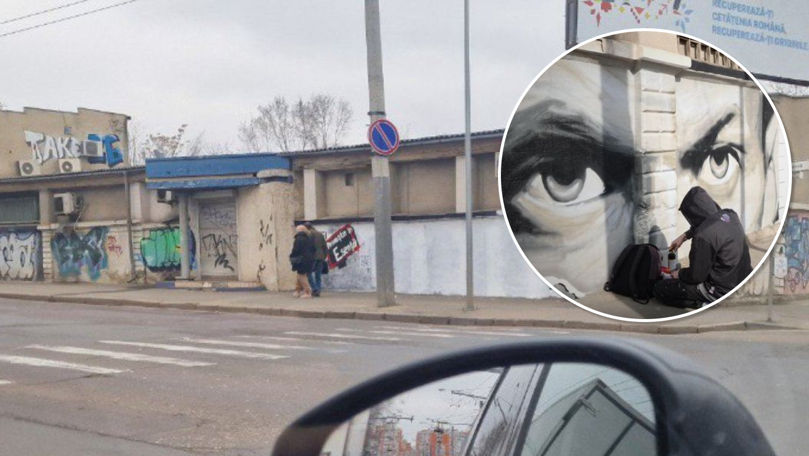 Muralul cu chipul lui Navalnîi din Chișinău a fost acoperit cu vopsea