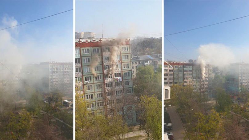 Apartament, cuprins de flăcări în sectorul Râșcani: O bătrână, salvată