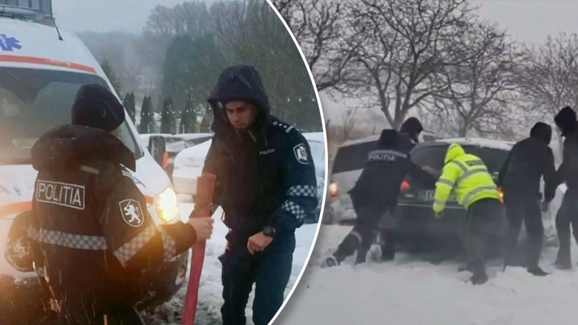 Правоохранителям удалось разблокировать 165 автомобилей, которые застряли на дорогах из-за снегопада. Коллаж: Point.md