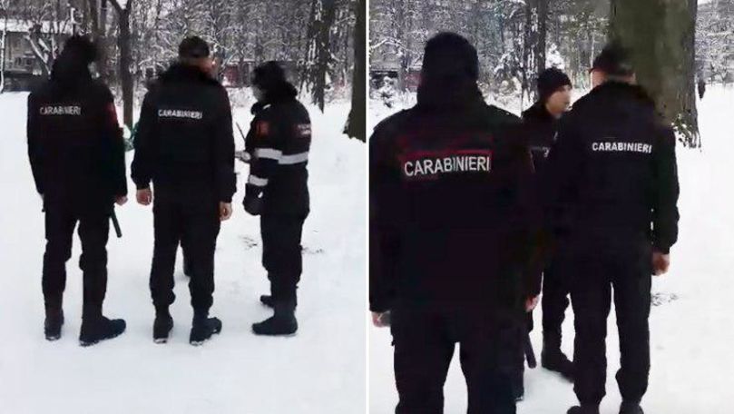 В Кишиневе пьяный карабинер оскорблял прохожих.