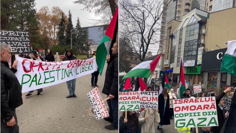 Gaza plânge, tu ce faci? Marș de solidaritate cu Palestina, desfășurat la Chișinău