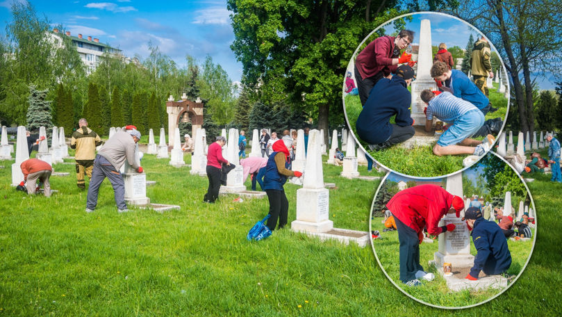 Tinerii au participat activ la amenajarea cimitirului militar Eternitate