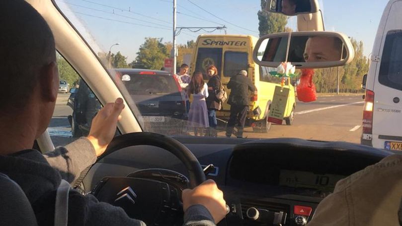 Microbuz de rută, implicat într-un accident lângă Autogara de Sud