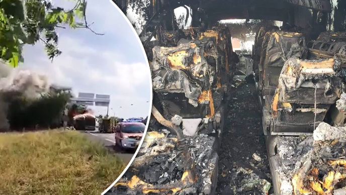 Noi imagini cu autocarul cu moldoveni care a luat foc în Franța