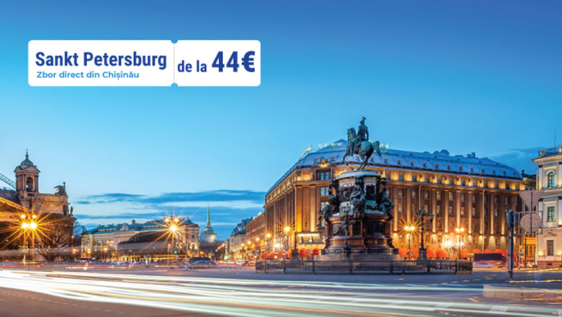 FlyOne crește numărul zborurilor cursei Chișinău-Sankt Petersburg (P)