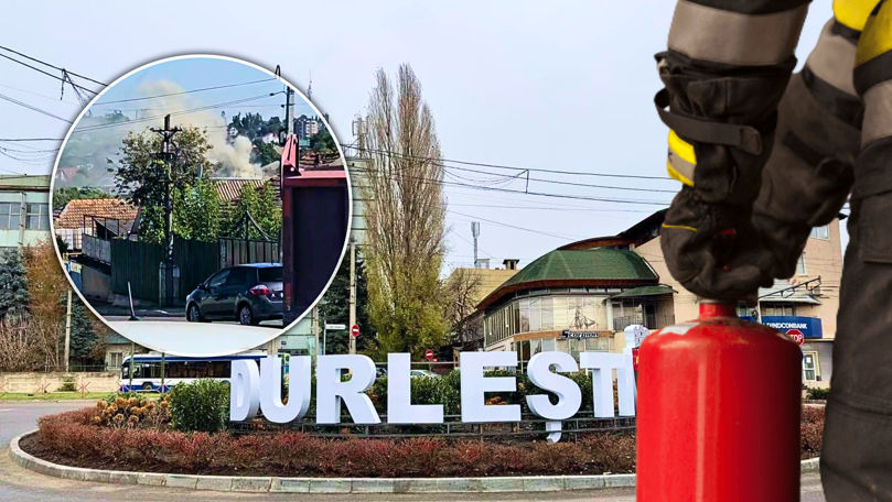 Incendiu puternic la Durlești: 3 echipaje de pompieri, la fața locului
