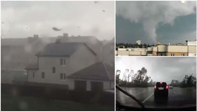 O tornadă violentă, filmată cum face ravagii într-un oraș din Rusia