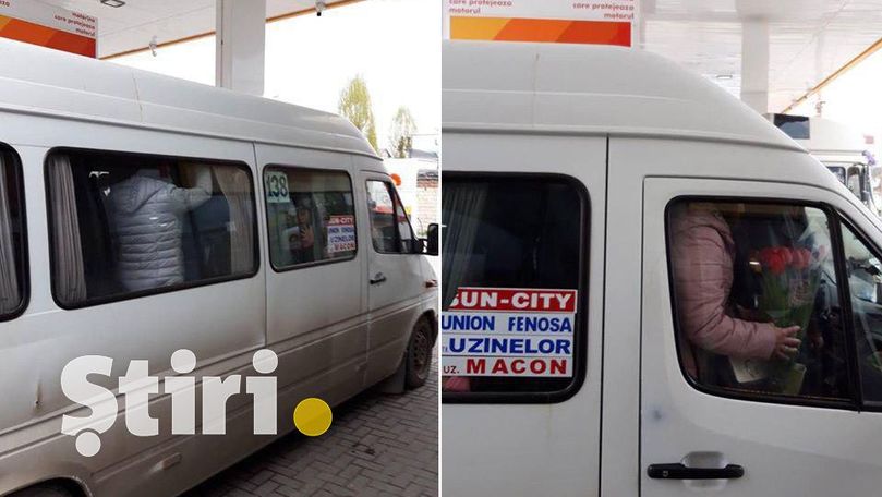 Microbuzul 138 plin până la refuz, surprins la o benzinărie din Chișinău