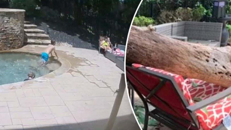 O femeie, cât pe ce să fie strivită de un copac în SUA: Fugi, mamă!