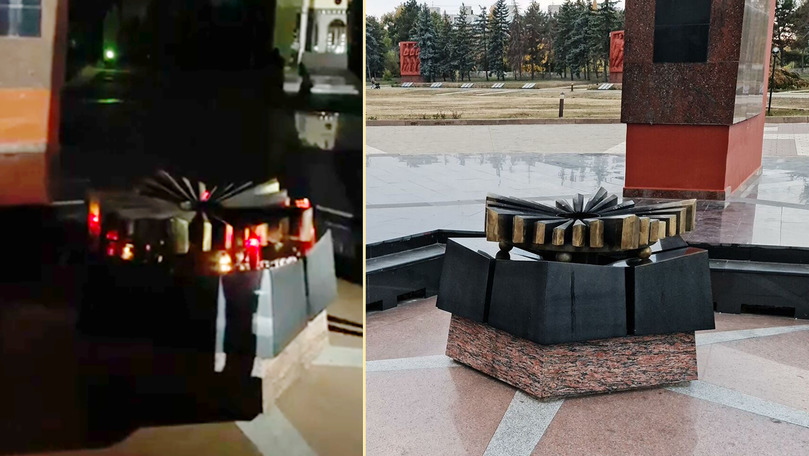 Люди зажигают свечи у потухшего Вечного огня в Кишиневе. Коллаж: Point.md