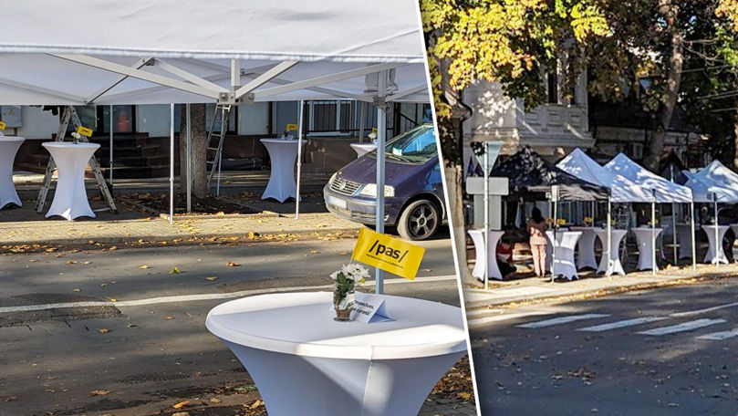 У офиса PAS появились банкетные столики. Коллаж: Point.md