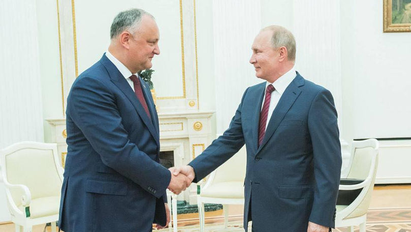 Dodon, către Putin: Moldova și Rusia au fost mereu legate prin prietenie