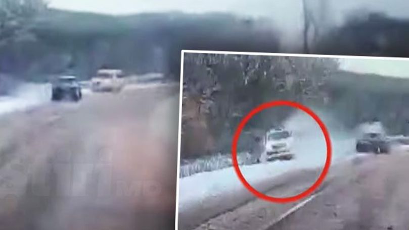 Momentul impactului dintre mașina Poliției și Audi, filmat în trafic