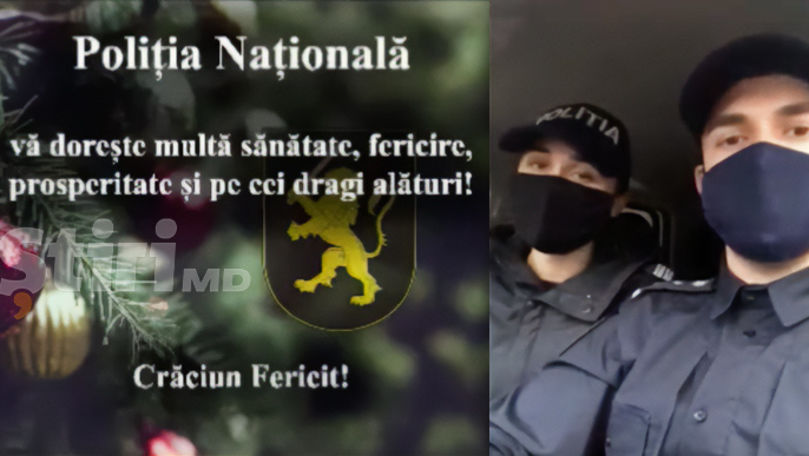 Spirit de Crăciun în Moldova: Polițiști, filmați cum recită o colindă