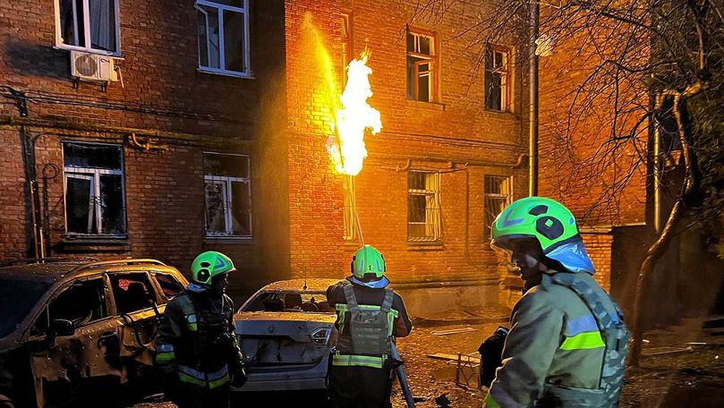 Atac cu drone asupra Kievului: O conductă de gaz a fost avariată și a izbucnit un incendiu.