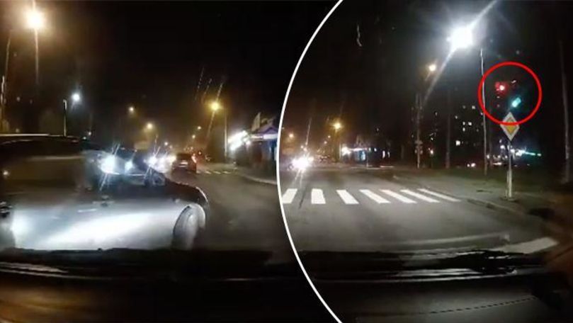 Pe roșu în intersecție: Accident rutier, filmat cum e evitat la limită