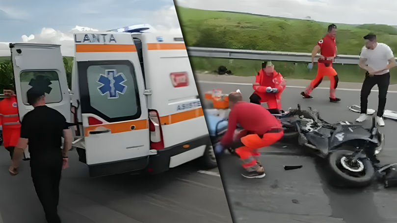 Doi tineri, la spital după ce motocicleta lor s-a izbit de o mașină