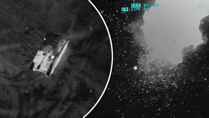 Cum vânează o dronă Bayraktar un obuzier al armatei ruse lângă Herson