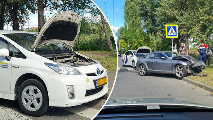 Accident rutier cu implicarea unui taxi: Două persoane, blocate