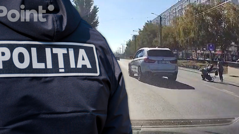 Polițiștii au identificat șoferul BMW-ului care era cât pe ce să calce o femeie cu doi copii.