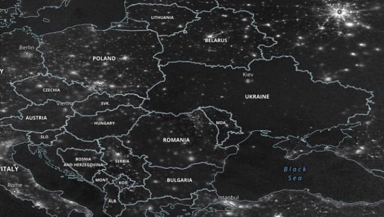 Pana de curent din Ucraina, văzută din satelit: Imagini de la NASA
