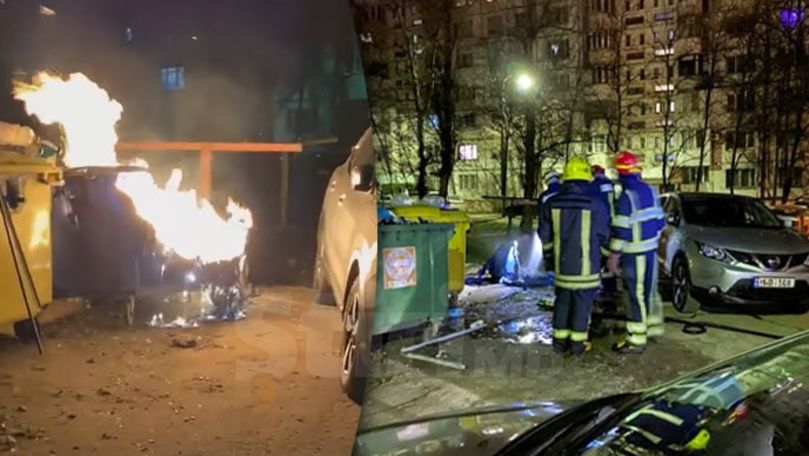 Incendiu în curtea unui bloc din Capitală: O gunoiște a luat foc
