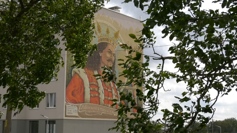 O pictură cu Ștefan cel Mare, pe o clădire din sudul R. Moldova