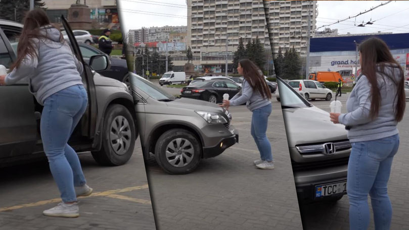 Momentul în care o activistă lovește o mașină: Cum a reacționat șoferul