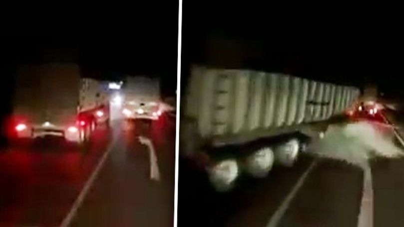 Momentul accidentului exploziv cu cele 3 camioane, filmat la Soroca