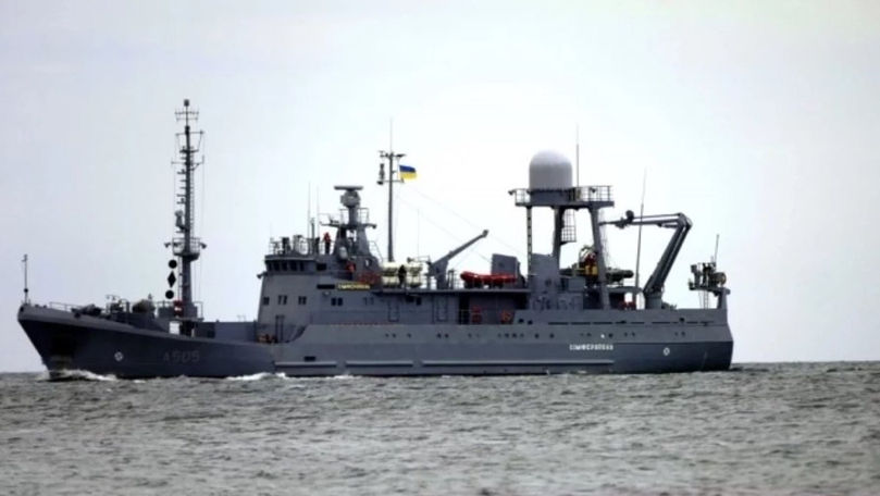 Rușii au publicat imagini cu nava ucraineană bombardată în Delta Dunării