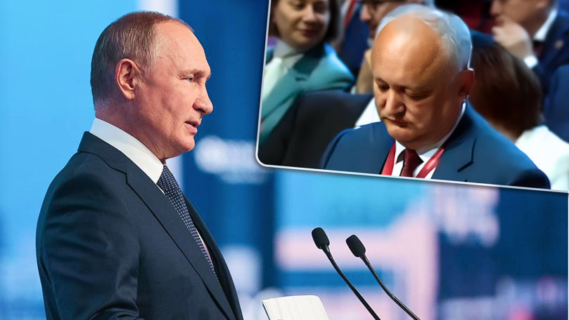 Igor Dodon, filmat dormind în timpul discursului lui Vladimir Putin