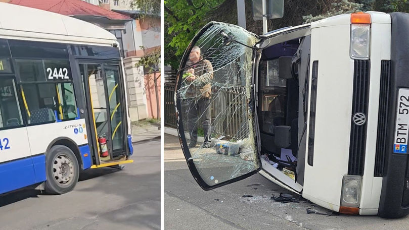 В Кишинёве произошло ДТП с участием троллейбуса.
