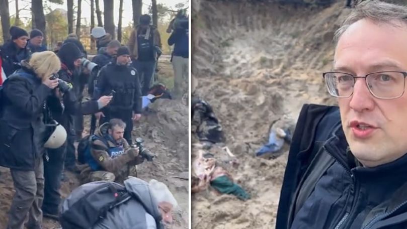 Autorităţile ucrainene au mers cu presa la o groapă comună din Bucea