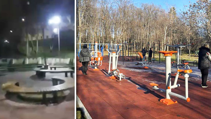 В столице открыли спортплощадку и включили новое освещение в Долине роз. Коллаж Point.md.