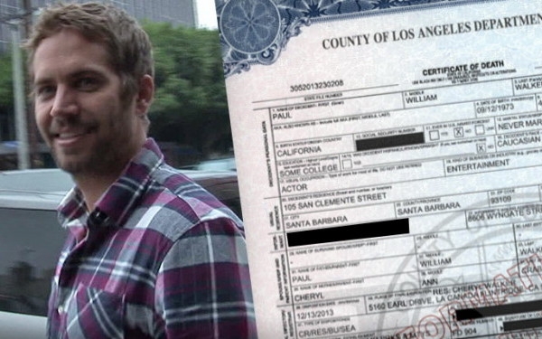 Paul Walker a murit din cauza "efectelor combinate ale leziunilor traumatice si termice", potrivit certificatului de deces.