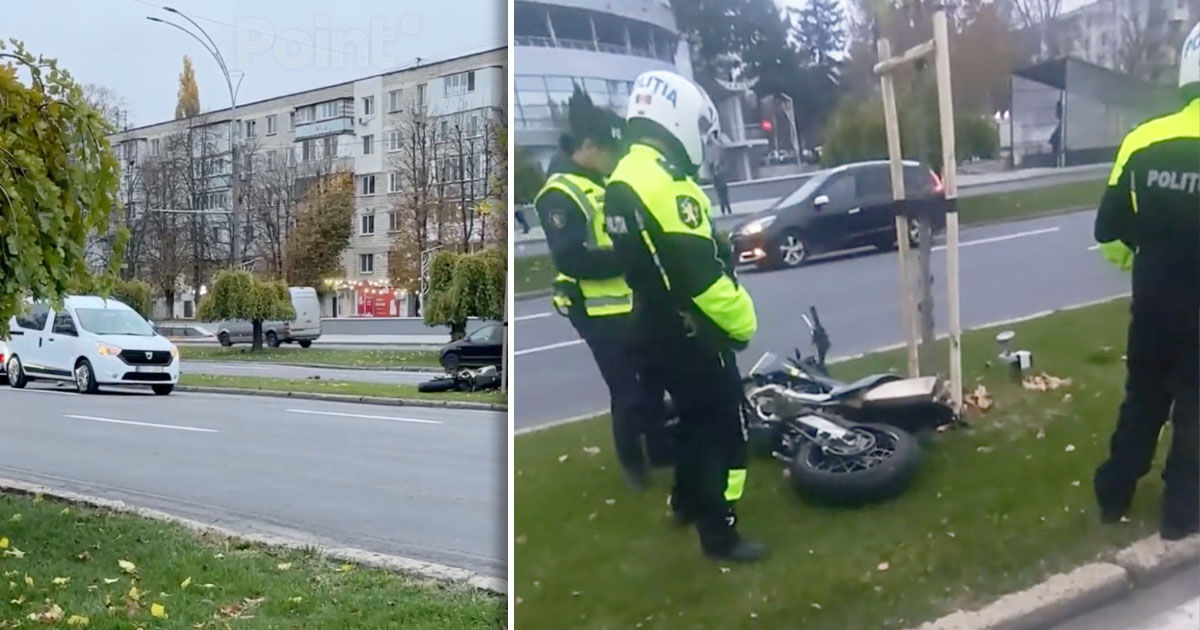 В Кишиневе в результате ДТП пострадал мотоциклист.