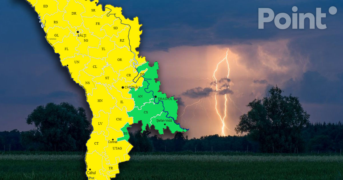 Avertizare meteo: Cod Galben de averse puternice cu descărcări electrice.