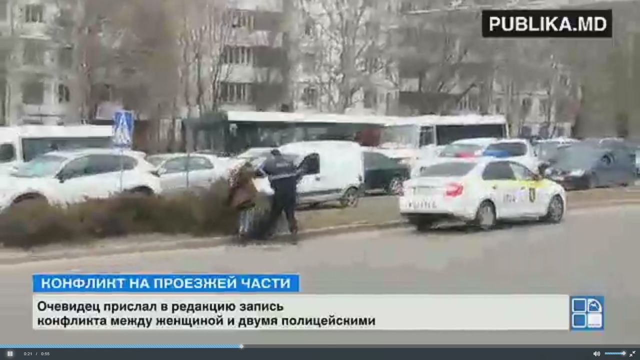 В запале женщина даже пытается побить полицейских.