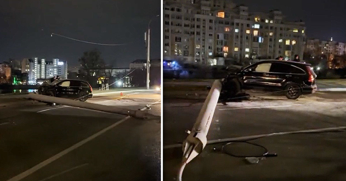 ДТП в столице: автомобиль снес опору ЛЭП. Коллаж: Point.md