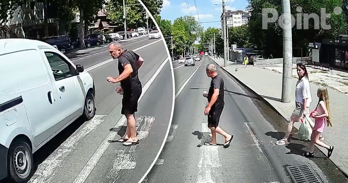 В столице машина едва не сбила мужчину на пешеходном переходе.