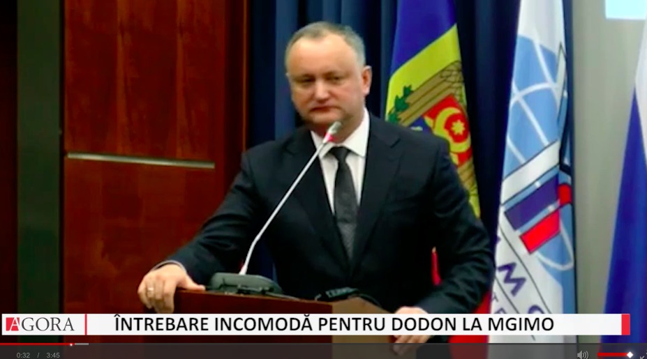 Dorian Frăsîneanu, i-a adresat președintelui Igor Dodon o întrebare incomodă în cadrul întâlnirii cu studenții.  