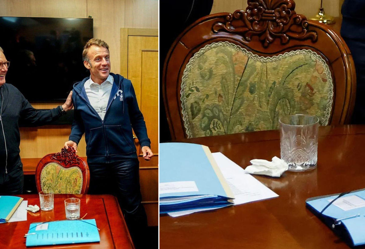 Palatul Elysee: Macron avea un șervețel pe masă, nu droguri.