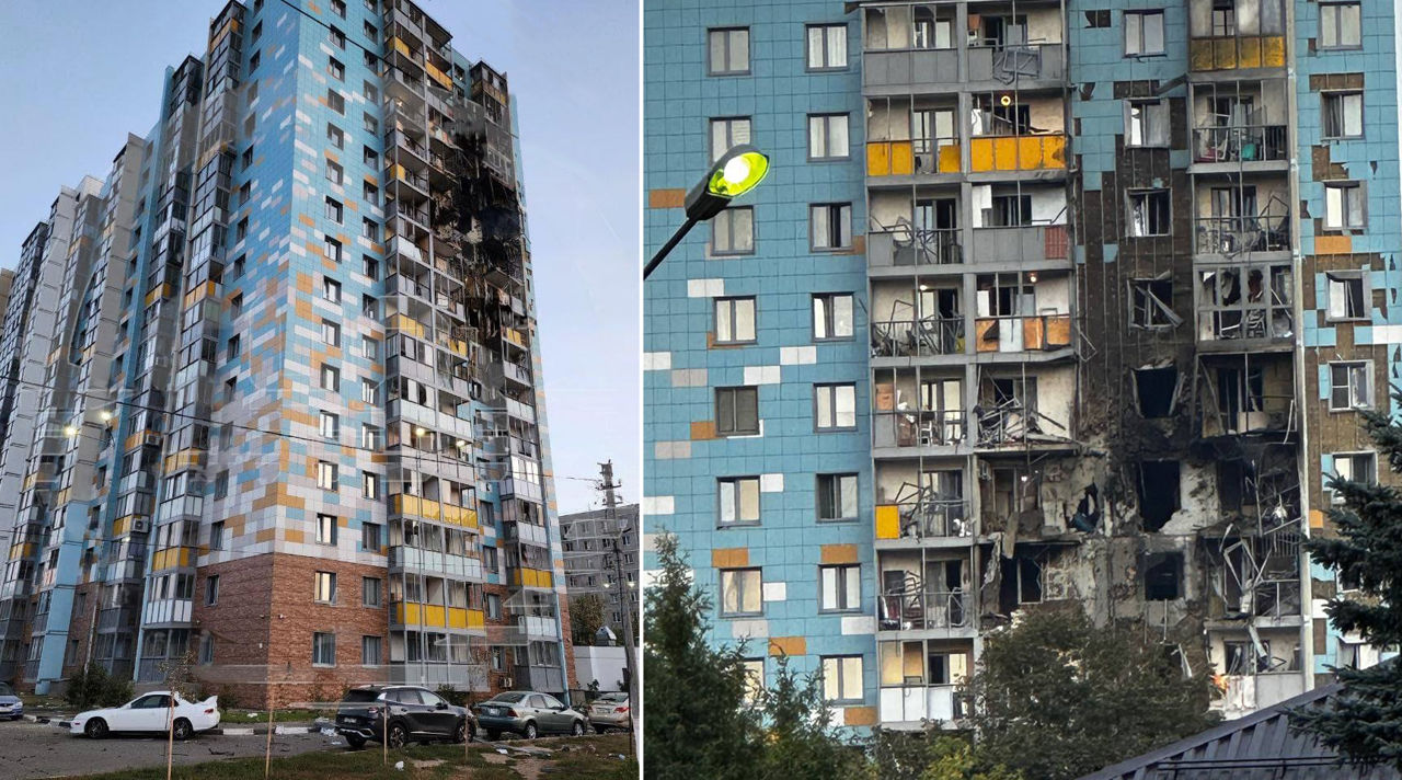 Беспилотники врезались в жилые дома в подмосковном Раменском.