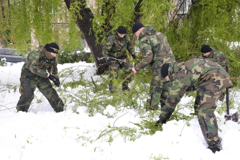 Peste 400 de militari înlătură consecințele căderii zăpezii. Foto:army.md