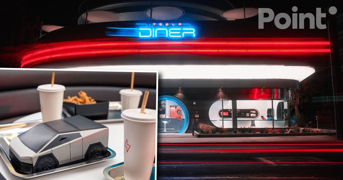 Musk a deschis un restaurant retro-futurist cu cinematograf și stații de încărcare pentru mașini electrice.