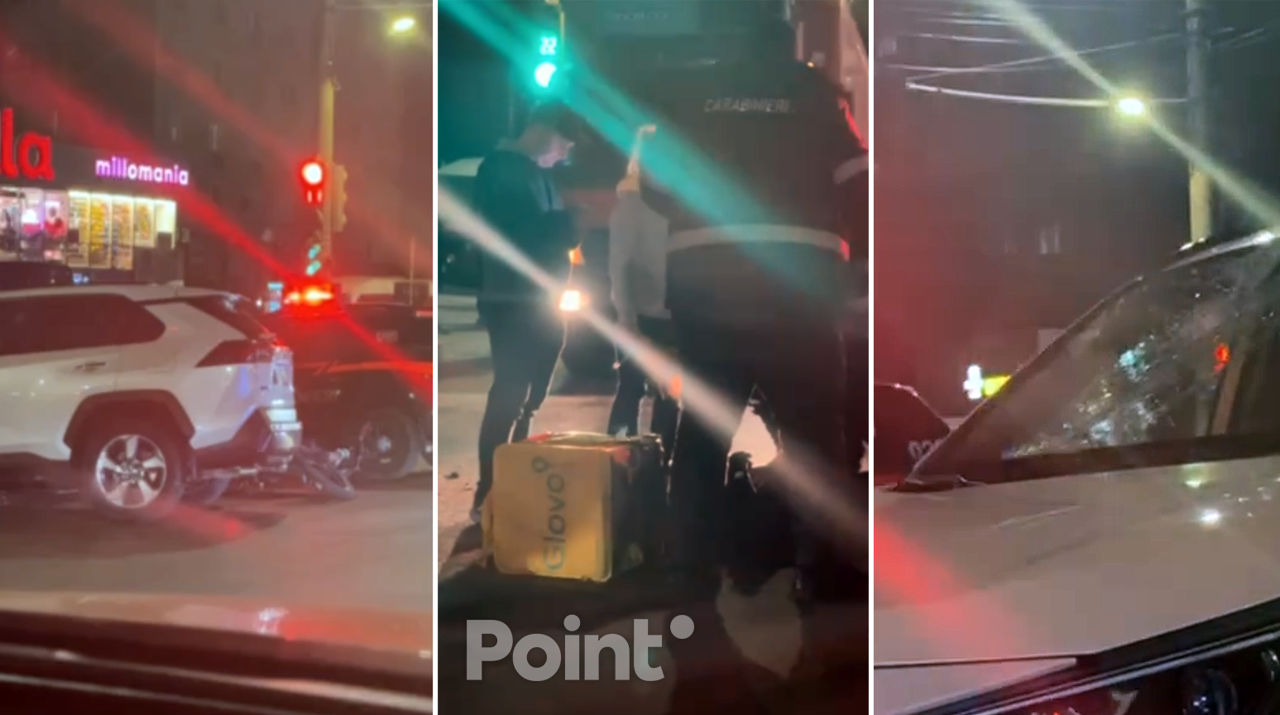 В Кишинёве автомобиль сбил курьера на мопеде.