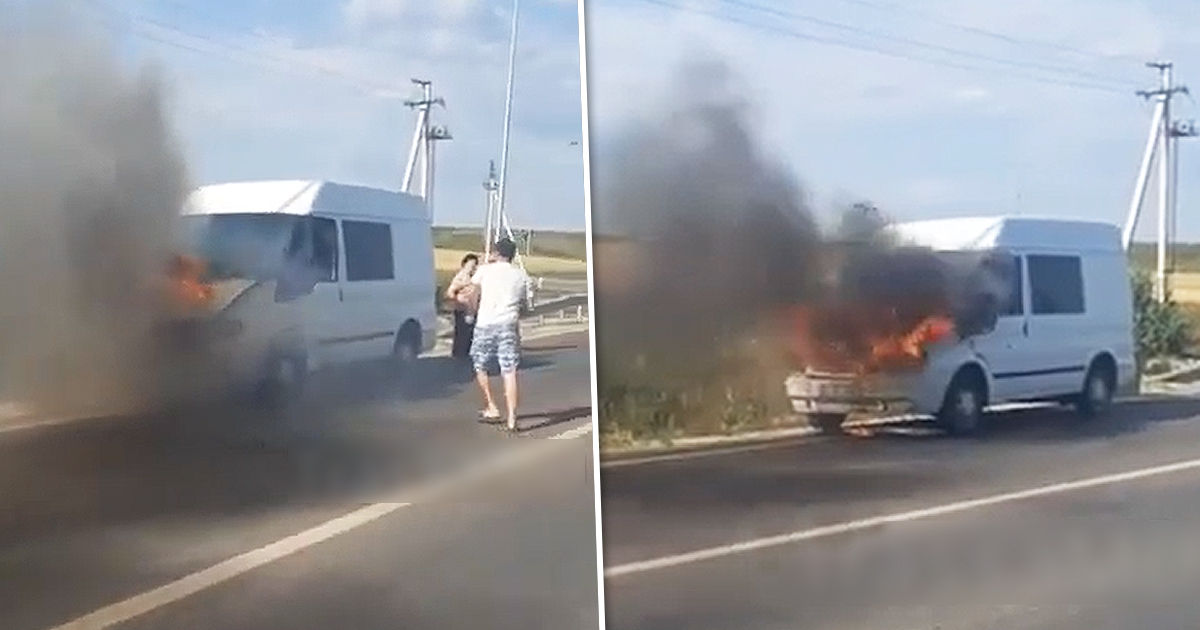 На объездной дороге Комрата загорелся автомобиль. Коллаж: Point.md