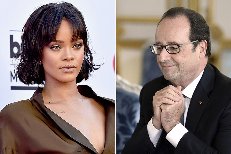 Președintele Franței, Francois Hollande, i-a trimis o scrisoare Rihannei ca răspuns la mesajul acesteia de pe Twitter. Foto: rtl.fr